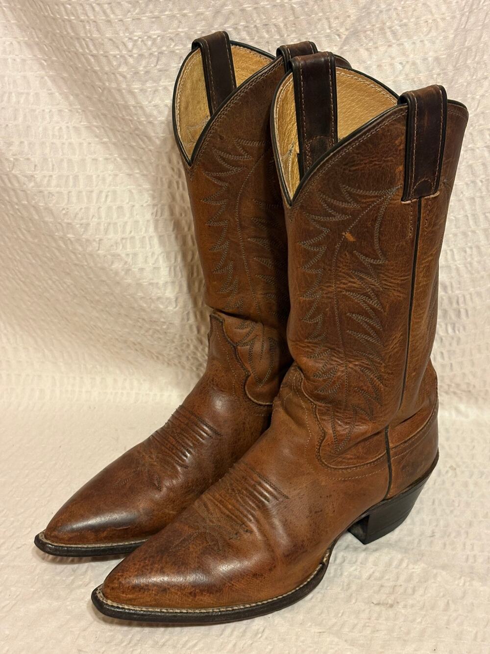 Justin USA Classic Bay Apache Cowhide Leather Women’s 6.5B Western Boots EUC